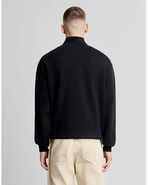 Lyle & Scott Black Mid Layers Script Heavyweight Loopback Quarter Zip Sweatshirt for men