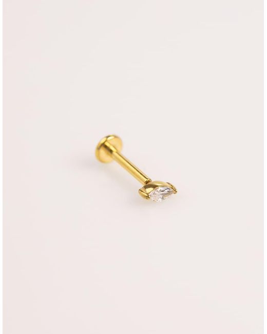 Pack De Piercings Dorados De Acero Quirúrgico Chapado En Oro Con Parte Trasera Plana Y Circonitas En Forma De Hoja De Lovisa de color Natural