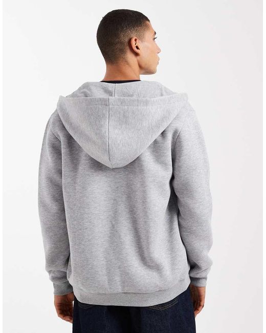 ASOS Gray Essentials Zip Through Hoodie for men