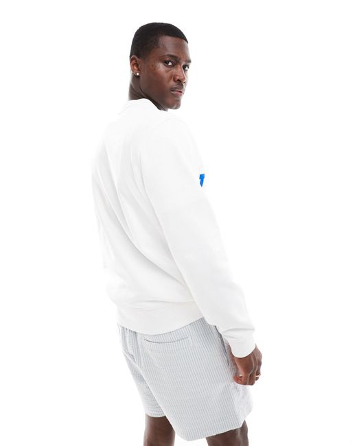 Lacoste White Unisex Large Branded Sweatshirt