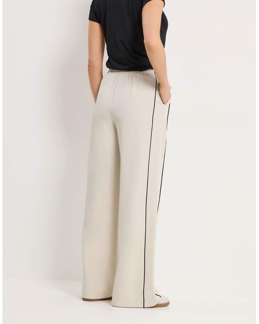 Long Tall Sally Natural Piped Wide Leg Trousers