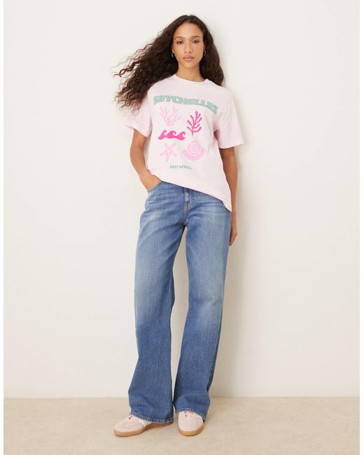 ASOS White Regular Fit T-shirt With Seychelles Shell Embroidered Graphic