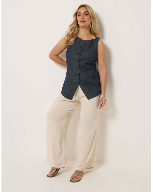 Yours Clothing Blue Denim Longline Waistcoat