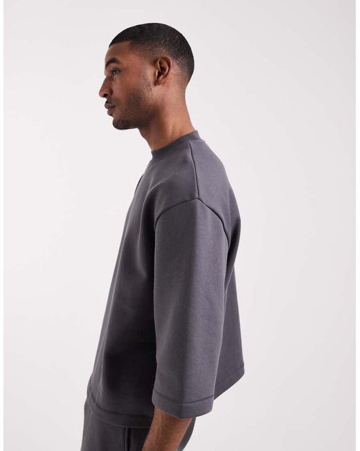 ASOS Blue Relaxed Short Sleeve Sweatshirt for men