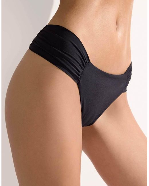 Calzedonia Black Premium Fit Ruched Brazilian Bikini Bottom