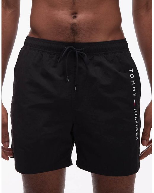 Tommy Hilfiger Red Zip Pocket Drawstring Logo Swim Short for men