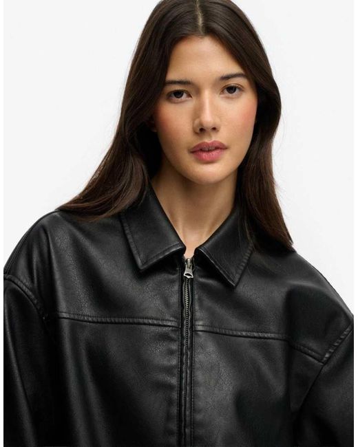 Superdry Black Collared Oversized Bomber Jacket