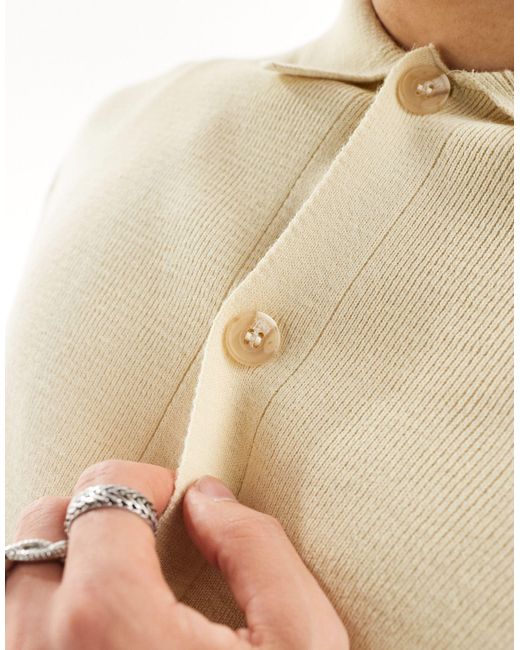 Gilet boutonné en maille - écru ASOS pour homme en coloris White