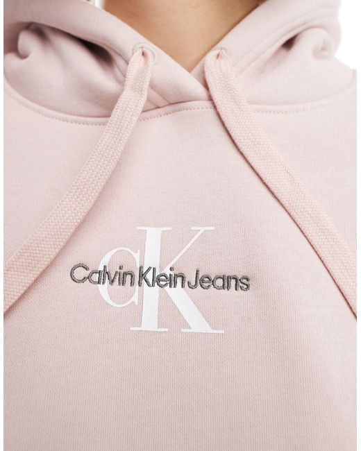 Felpa con cappuccio vestibilità classica con monogramma del logo di Calvin Klein in Gray