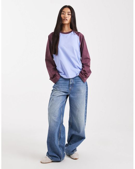 T-shirt oversize à manches raglan - bleu et chocolat Collusion en coloris Blue