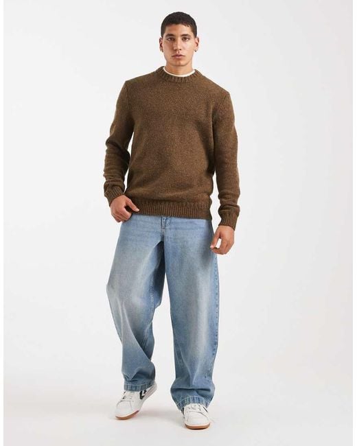 Only & Sons Brown Crew Neck Knit Jumper for men