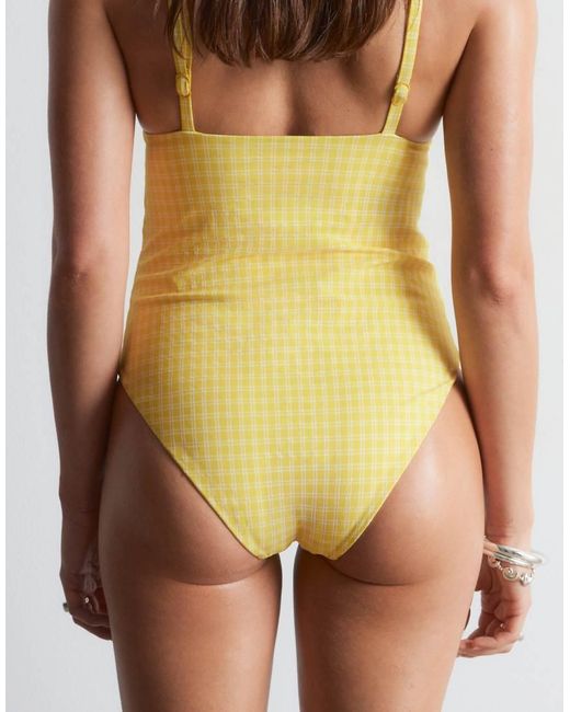 & Other Stories Green V Neck Plunge Swimsuit