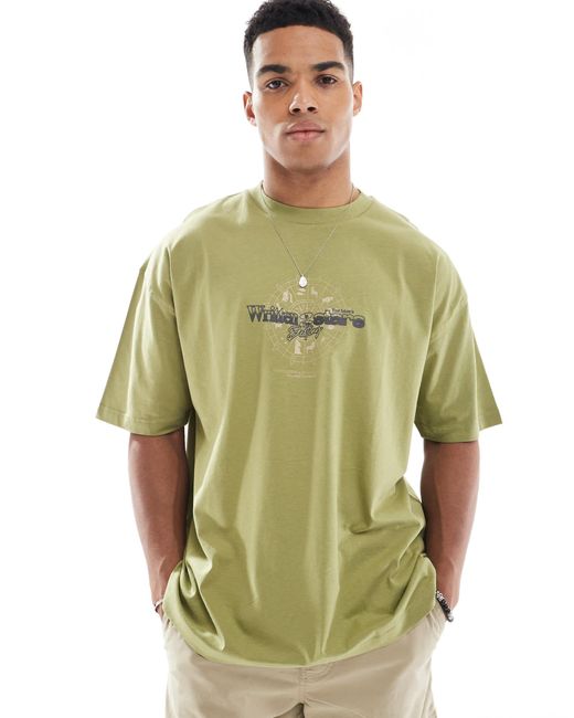 ASOS Green Oversized T-shirt With Celestial Graphic for men
