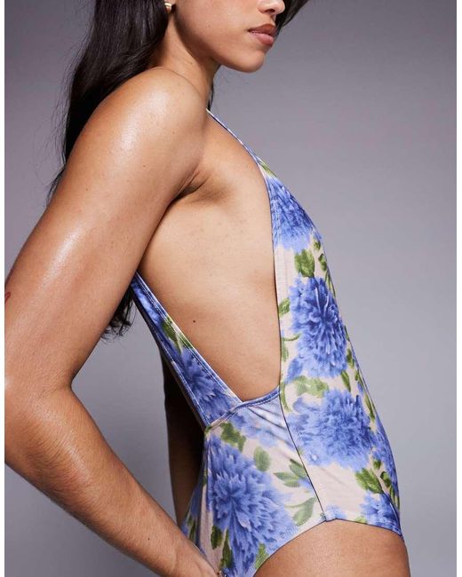 ASOS Blue Hera Assymetric Swimsuit