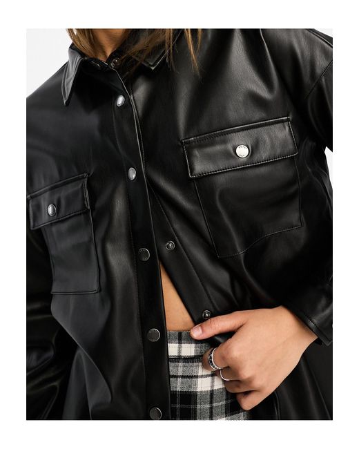 Noisy May Black Faux Leather Shirt