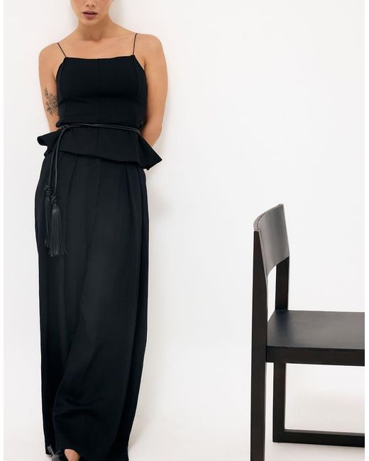NA-KD Black Thin Strap Singlet