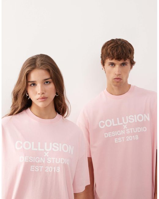Collusion Pink T-Shirt With Logo Print