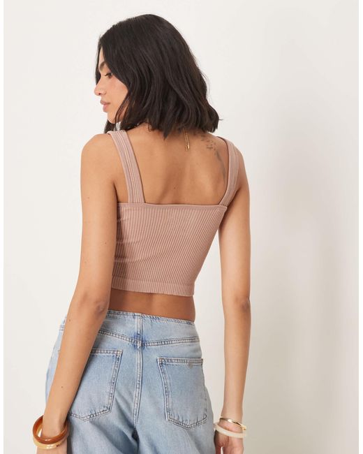 Free People Blue Solid Ribbed Brami Cami Top