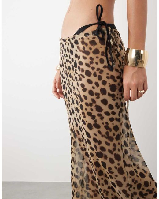 Miss Selfridge Natural Beach Chiffon Bias Cut Maxi Skirt