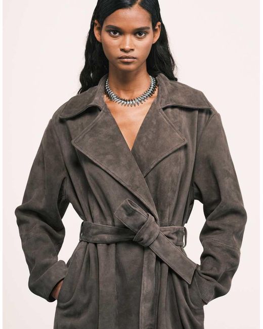 ASOS Green Premium Suede Trench Coat