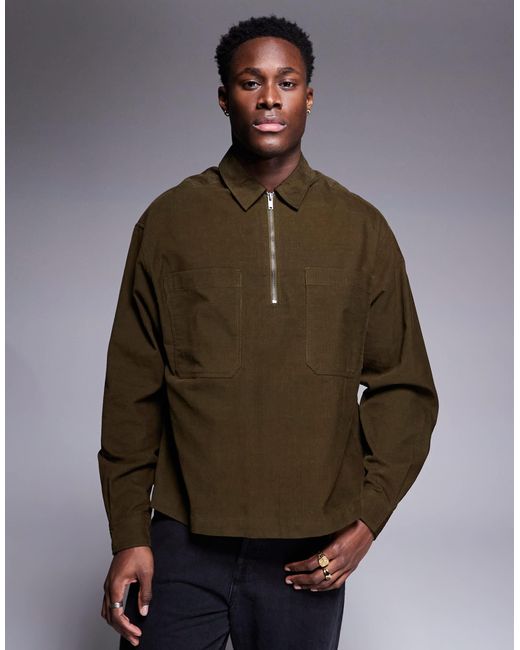 ASOS – kastiges überziehhemd aus cord in Brown für Herren