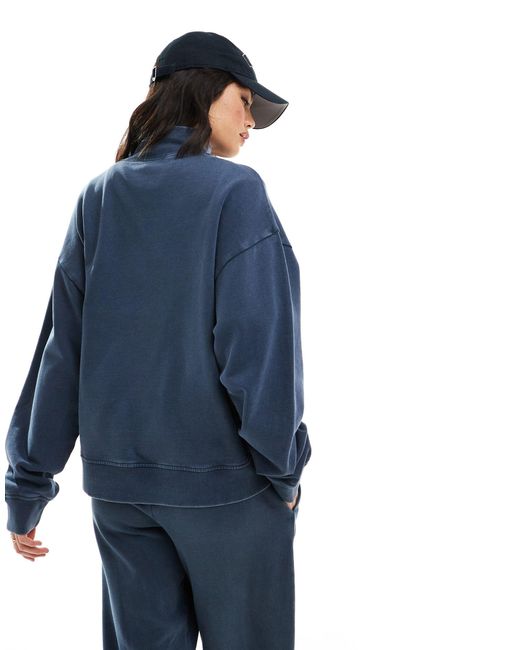 ASOS Blue Oversized Half-zip Sweatshirt