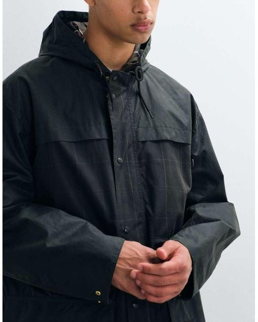 Barbour Blue Icons Durham Tartan Check Wax Jacket for men