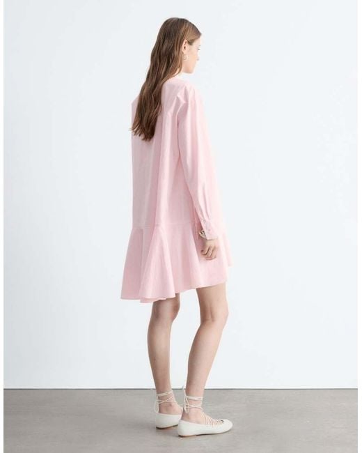 & Other Stories Pink Pure Cotton Poplin Polo Mini Dress