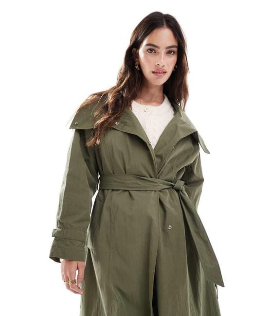 Stradivarius Green Premium Trench Coat