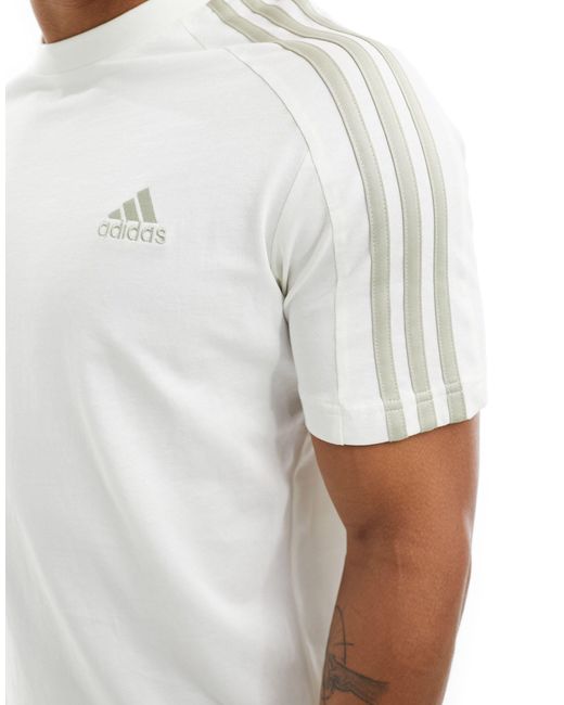 Adidas training - t-shirt con tre strisce sporco di Adidas Originals in White da Uomo
