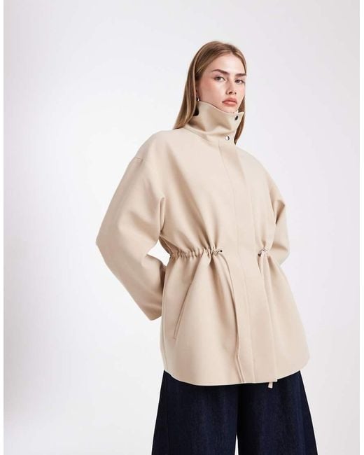 ASOS Blue Funnel Neck Drawstring Waist Blazer