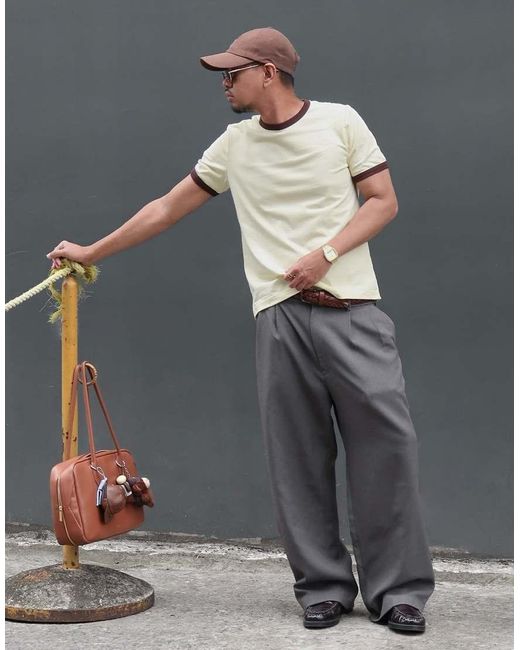 Bershka Black Pleated baggy Trousers for men