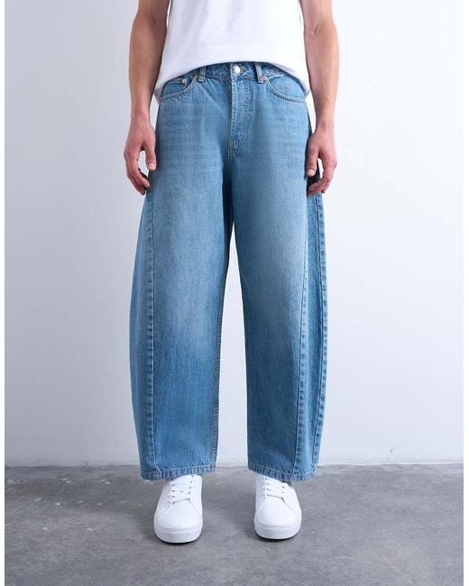 Topman Blue Rigid Barrel Jean for men