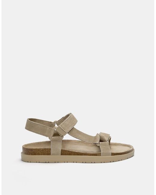 Pull&Bear White Leather Strappy Sandals for men