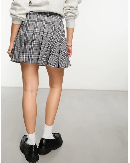 ASOS Gray Pleated Mini Kilt Skirt With Buckle