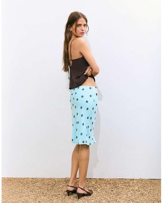 Pull&Bear White Polka Dot Straight Skirt