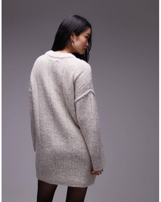TOPSHOP Blue – flauschiger, gerippter oversize-strickpullover