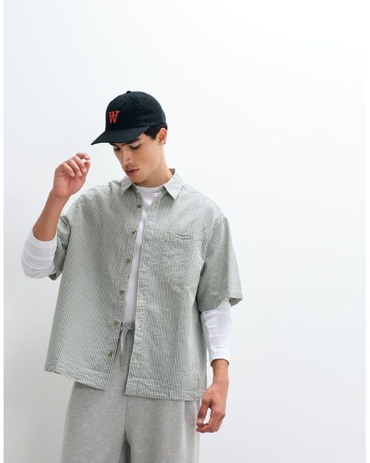 ASOS Gray Oversized Seersucker Stripe Shirt for men