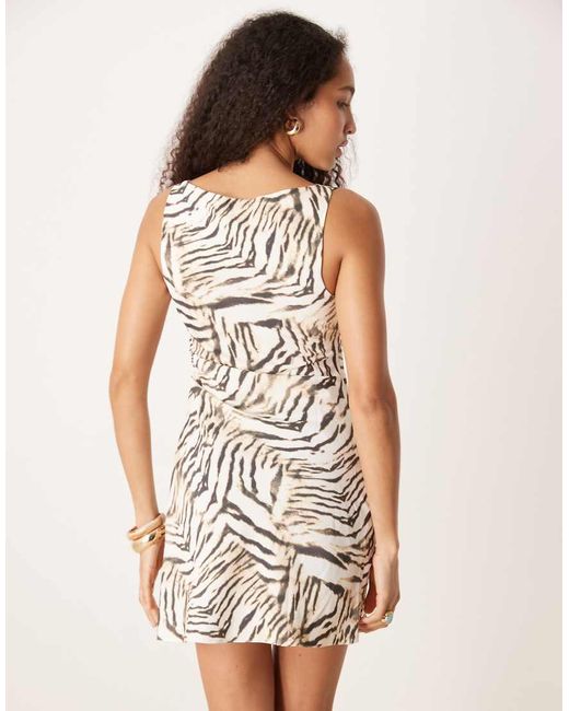 ASOS Natural Ruched Waist Mini Dress