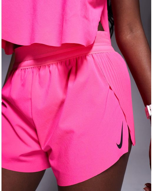 Nike Pink – aeroswift dri-fit – plissierte shorts