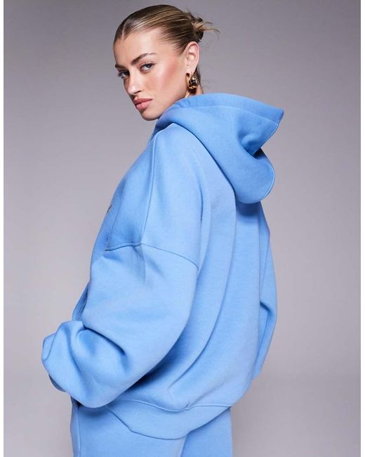 Kaiia Blue Sport Embroidered Script Logo Hoodie Co-ord