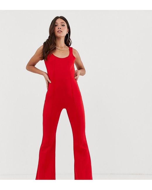 Missguided Red Flare Jumpsuit