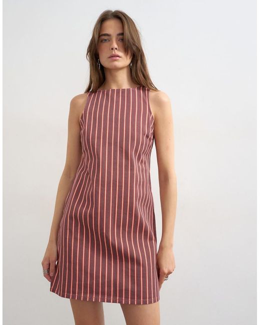TOPSHOP Red Denim Shift Mini Dress