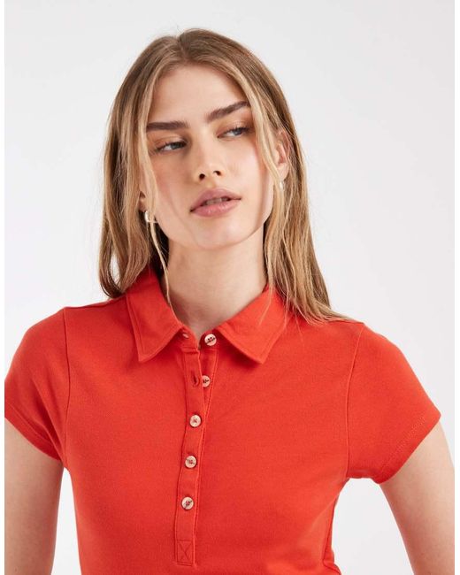 ASOS Red Picquot Shrunken Polo