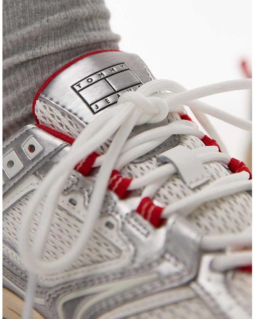 Zapatillas De Deporte Plateadas, Color Crema Y Rojas Archive 97 Retro De -Rojo Tommy Hilfiger de color White