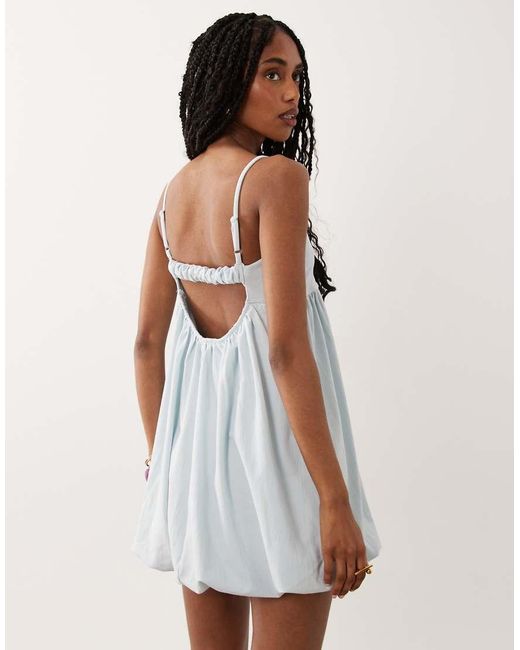 ASOS Natural Cami Mini Bubble Dress With Open Back
