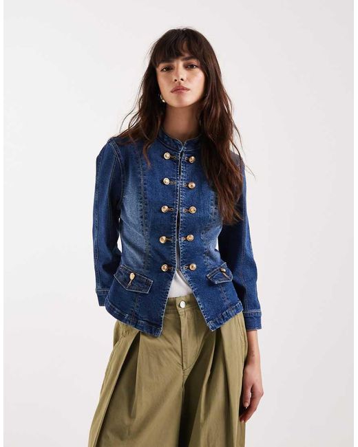 ASOS Blue Shrunken Drummer Style Jacket - M