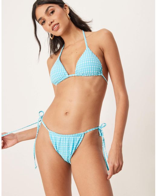 Dippin' Daisy's Blue Dippin Daisys Exclusive Mix And Match Gingham Tie Side Bikini Bottom