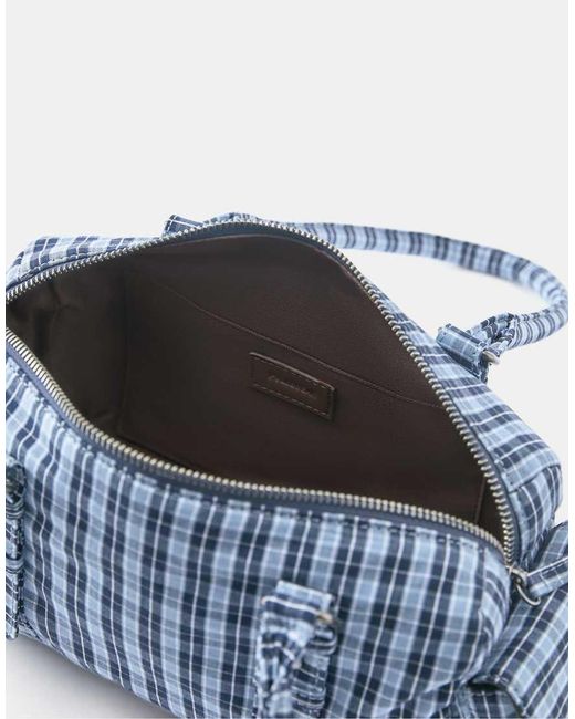 Pull&Bear Blue Check Print Shoulder Bag