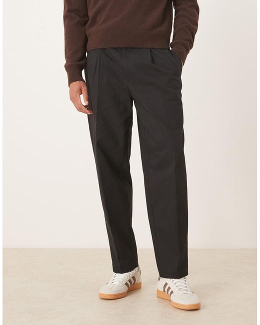 Pantalon habillé coupe oversize fuselée en pur coton ASOS pour homme en coloris Black